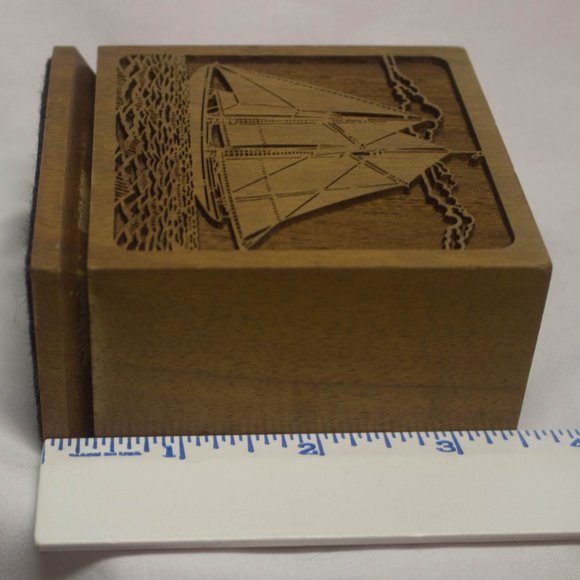 Vintage 70s Lasercraft Walnut Pen Holder - Picture 5 of 7